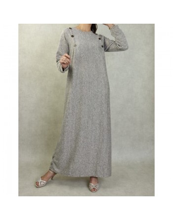 Robe longue chinée pour femme (Saison Automne-Hiver) - Couleur Beige chiné 
