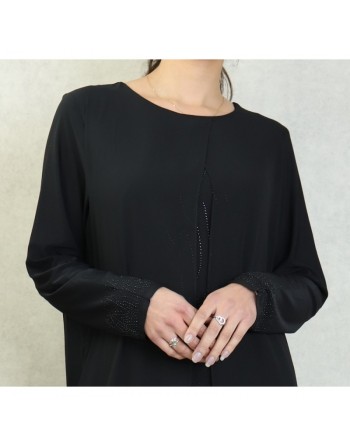 Robe de soirée Abaya avec kimono intégré (Kibaya) pour femme - Couleur Noir 
