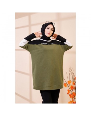 Tunique ample style décontracté et sport (Tenue Hijab moderne) - Couleur kaki 