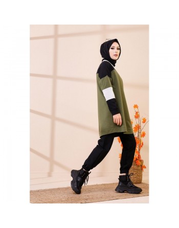 Tunique ample style décontracté et sport (Tenue Hijab moderne) - Couleur kaki 
