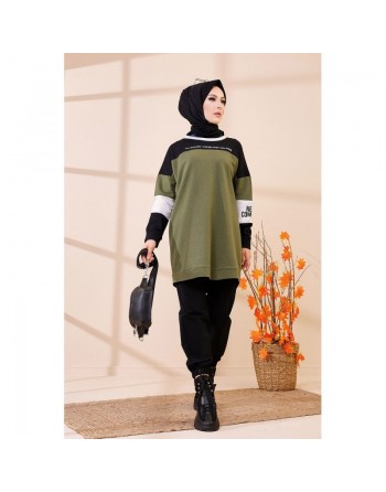 Tunique ample style décontracté et sport (Tenue Hijab moderne) - Couleur kaki 
