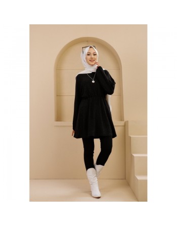 Tunique ample pour femme (Vêtement hijab) - Couleur noir 