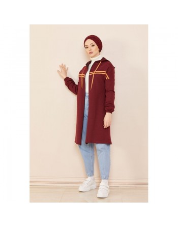 Veste Cardigan style décontracté (Vêtement moderne) - Couleur bordeaux 