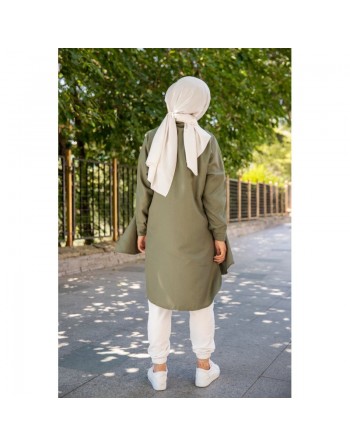 Chemise longe pour femme (Vêtement pour hidjab nouveauté 2024) - Couleur kaki 
