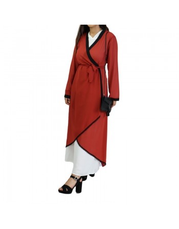 Kimono croisé - Couleur Rouge Brique et Noir 
