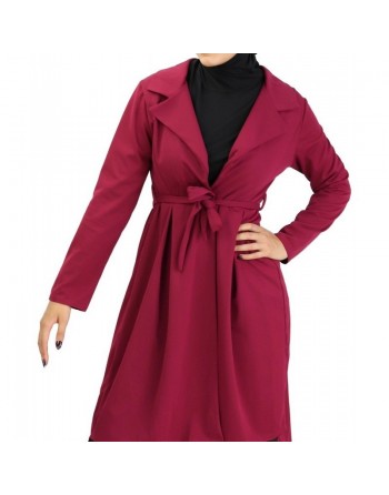 Veste trench col tailleur - Couleur Prune 