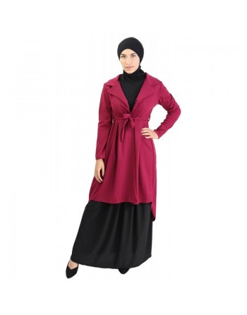 Veste trench col tailleur - Couleur Prune 