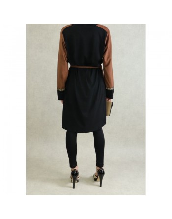Veste longue fermetures boutonnée effet daim souple pour femme 