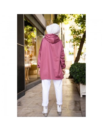 Trench - Parka ample pour femme (Vêtements Hijab) - Couleur vieux rose 