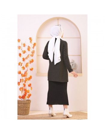 Veste avec ceinture (Vetement Hijab - Boutique en ligne France) - Couleur kaki 