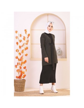 Veste avec ceinture (Vetement Hijab - Boutique en ligne France) - Couleur kaki 