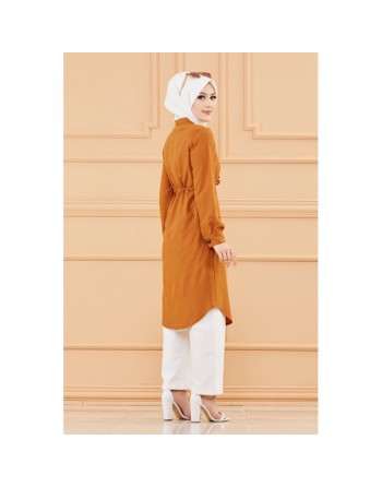 Tunique Veste style saharienne (Boutique mode musulmane) - Couleur tabac 