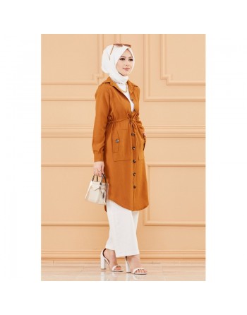 Tunique Veste style saharienne (Boutique mode musulmane) - Couleur tabac 