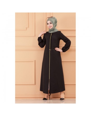 Robe zippée ample pour femme (Vêtement Hijab France) - Couleur noir 