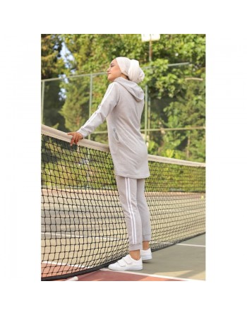 Ensemble Survêtement Veste et pantalon (Tenue de sport pour femme) - Couleur Gris très clair 