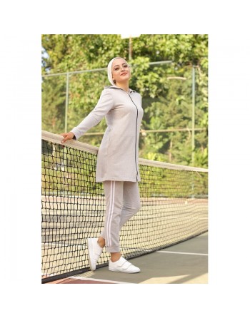 Ensemble Survêtement Veste et pantalon (Tenue de sport pour femme) - Couleur Gris très clair 