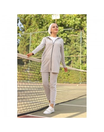 Ensemble Survêtement Veste et pantalon (Tenue de sport pour femme) - Couleur Gris très clair 
