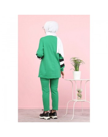 Ensemble tunique et panatalon casual décontracté mode sportswear (Hijab Mode Musulmane) - Couleur vert 