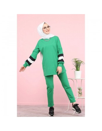 Ensemble tunique et panatalon casual décontracté mode sportswear (Hijab Mode Musulmane) - Couleur vert 