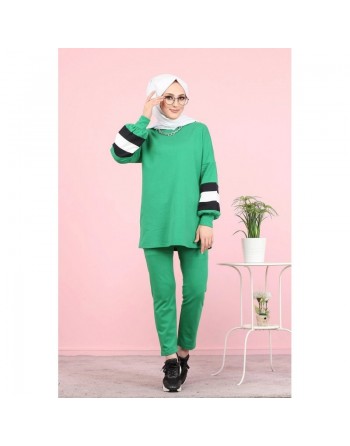 Ensemble tunique et panatalon casual décontracté mode sportswear (Hijab Mode Musulmane) - Couleur vert 