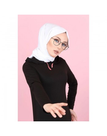 Robe longue avec capuche style Urban moderne (Vetement pour femme voilée) - Couleur noir et rose 