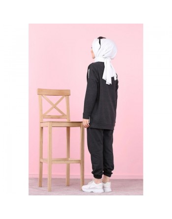 Ensemble survêtement femme 2 pièces (Vetement Hijab Sport pour Musulmane) - Couleur anthracite 