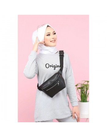Survêtement "original" 2 pièces (Sweat-shirt et pantalon assorti) pour femme voilée - Couleur gris clair 