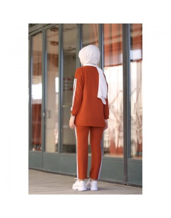 Survêtement "original" 2 pièces (Tenues de Sport adapté aux femmes voilées) - Couleur brique 