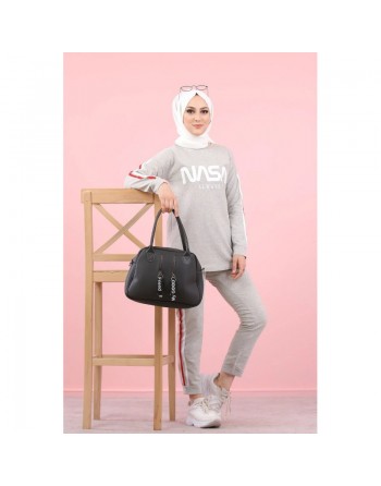 Ensemble survêtement -Tenue de sport femme - Sweatshirts et pantalon jogging - Couleur Gris clair 