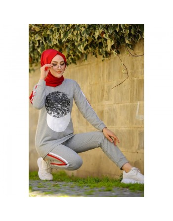 Ensemble décontracté et sport (Tenue de sport femme voilée) - Couleur Gris clair 