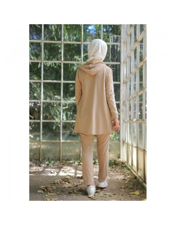 Ensemble Sport Veste et pantalon - Survêtement pour femme musulmane - Couleur Camel 