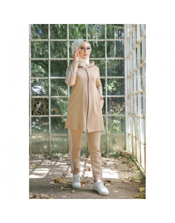 Ensemble Sport Veste et pantalon - Survêtement pour femme musulmane - Couleur Camel 