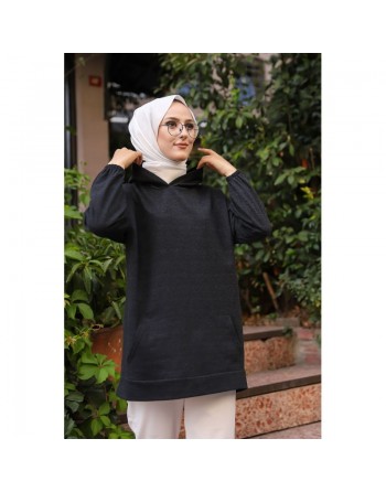 Sweat avec capuche pour femme inscription au dos "I am where are you?" (Mouslima Sportswear) - Couleur anthracite 