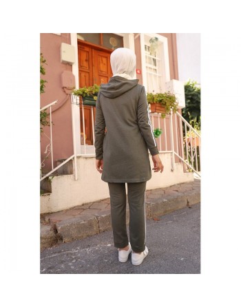 Ensemble Veste et pantalon - Survêtement musulman pour femme - Couleur marron 