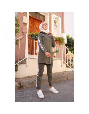 Ensemble Veste et pantalon - Survêtement musulman pour femme - Couleur marron 
