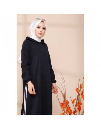 Tunique longue sport (vêtement moderne pour femme voilée) - Couleur bleu nuit 