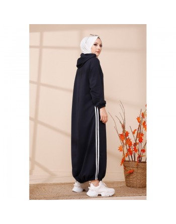Tunique longue sport (vêtement moderne pour femme voilée) - Couleur bleu nuit 