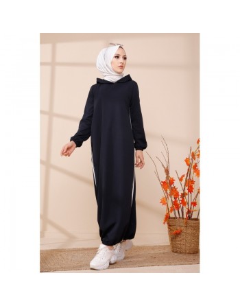 Tunique longue sport (vêtement moderne pour femme voilée) - Couleur bleu nuit 