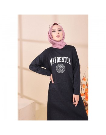 Robe - Tunique longue pour femme (Casual Hijab Outfit) - Couleur anthracite 