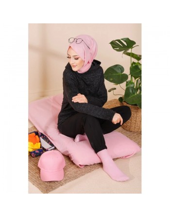 Sweat femme avec capuche brodé "Champion" (Saison Automne-Hiver) - Couleur noir 