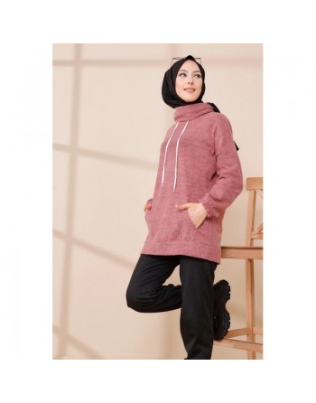 Sweat à capuche pour femme - Couleur saumon 