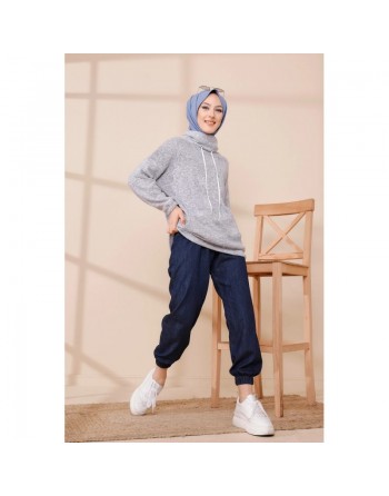 Sweat à capuche pour femme - Couleur gris clair 