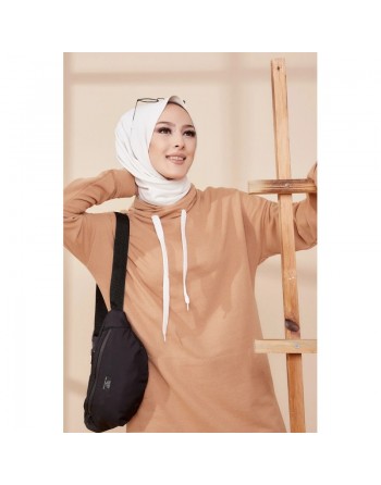Ensemble décontracté tunique et pantalon (Tenue de Sport Hijab) - Couleur biscuit 