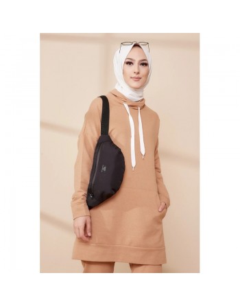 Ensemble décontracté tunique et pantalon (Tenue de Sport Hijab) - Couleur biscuit 