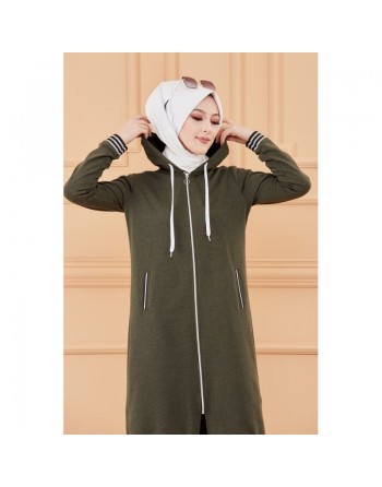 Ensemble décontracté avec tunique à capuche ample et pantalon assorti (Vetement hijab de sport mastour pour femme... 
