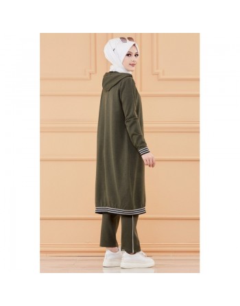Ensemble décontracté avec tunique à capuche ample et pantalon assorti (Vetement hijab de sport mastour pour femme... 