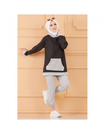 Ensemble jogging pour femme (Vetement sport hijab) - Couleur anthracite 