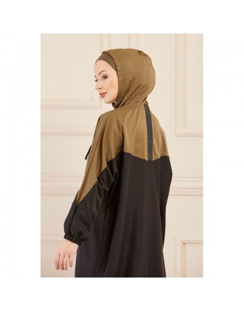 Veste décontractée pour femme - Tunique sport large avec capuche - Couleur noir et kaki 