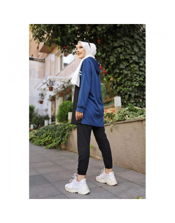 Survêtement femme (Vêtement Décontracté et Sport pour Hijab en France) - Couleur noir et bleu indigo 