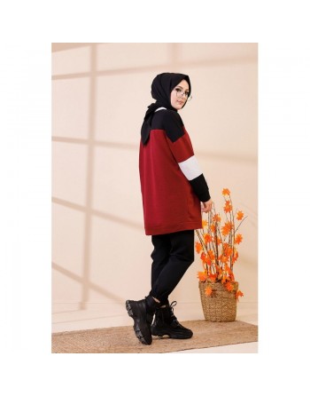 Tunique ample style moderne pour jeune femme (Haut décontracté et sport pour mohajabat) - Couleur bordeaux 